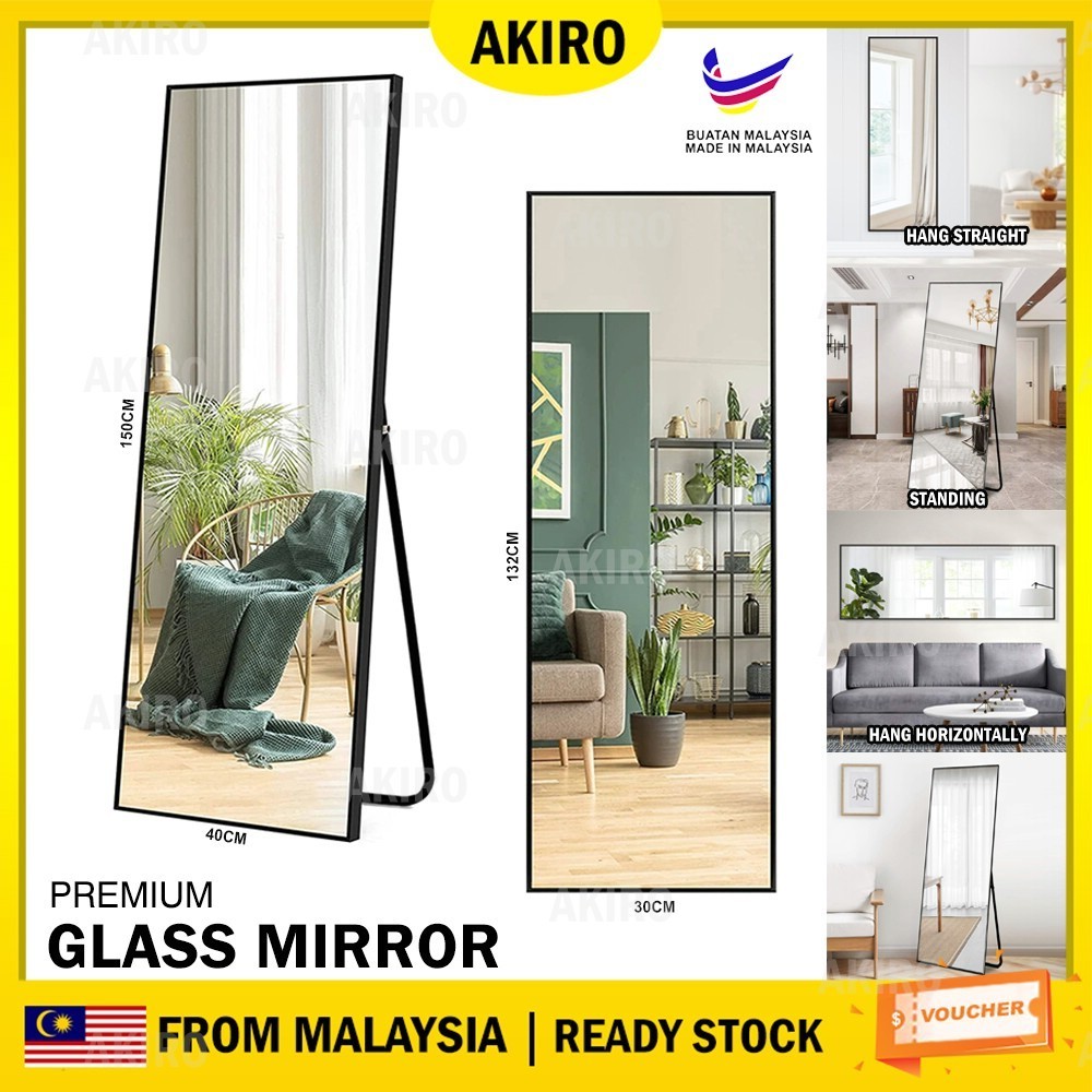 AKIRO 150CM Premium Aluminum Standing Mirror Glass Wall Hanging Long