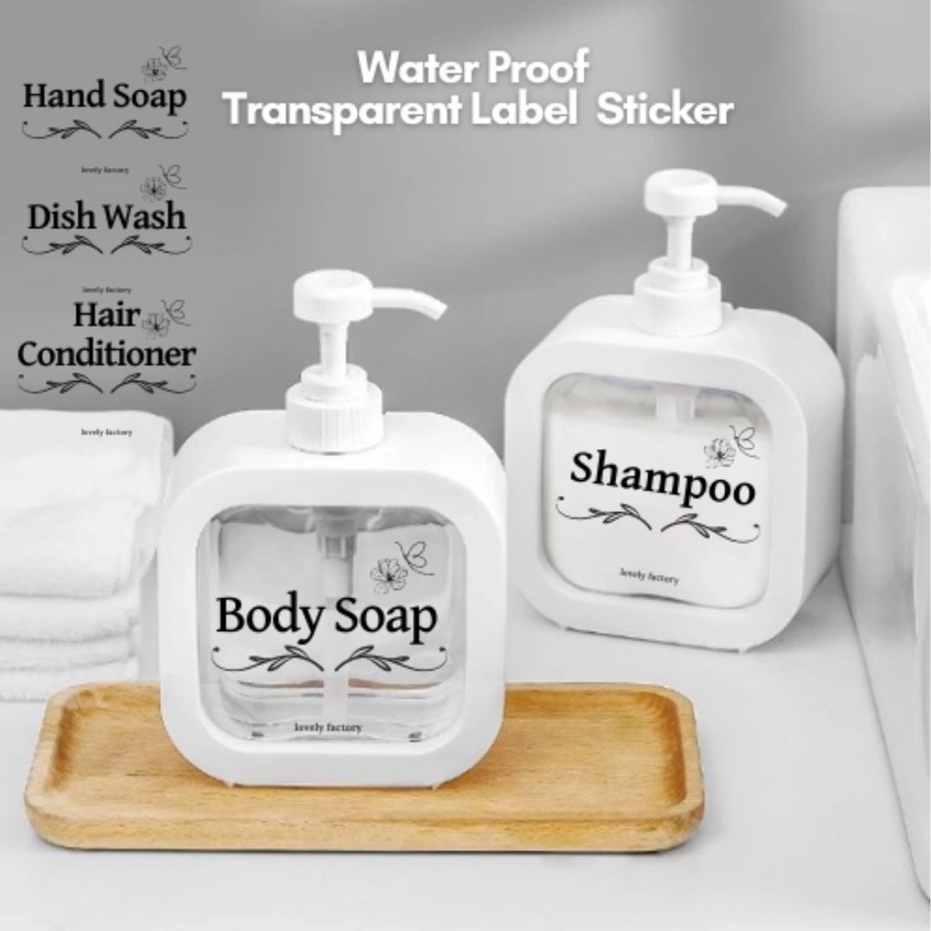 Waterproof Clear Transparent Label Sticker Soap Dispenser Pump Foam ...