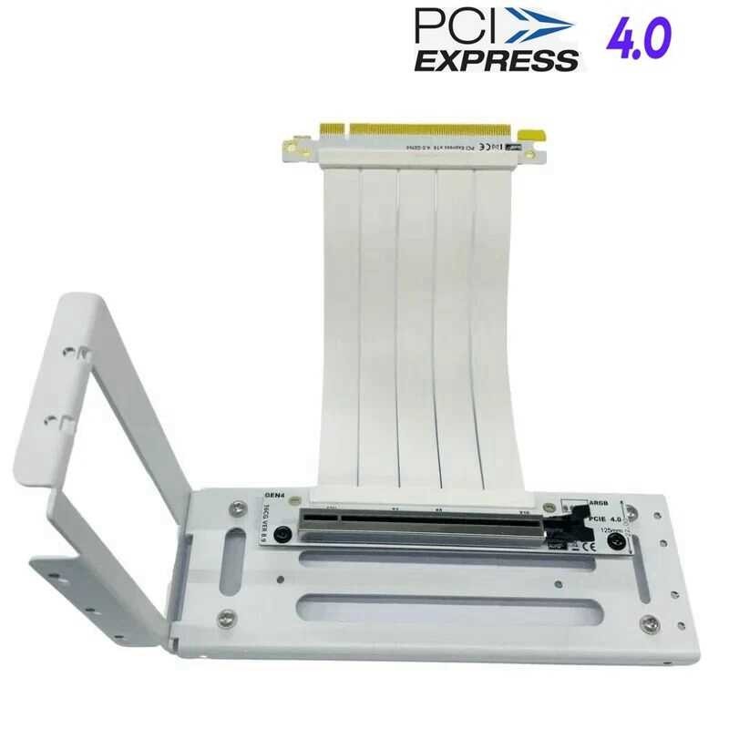 White PCI-Express X16 ATX Graphics Card Vertical Bracket GPU Holder Kit ...