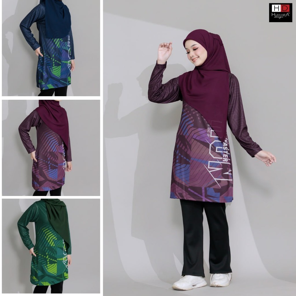 T shirt Jersey Muslimah Microfibre Humaira Design Run 3.0 (Size S-5XL ...