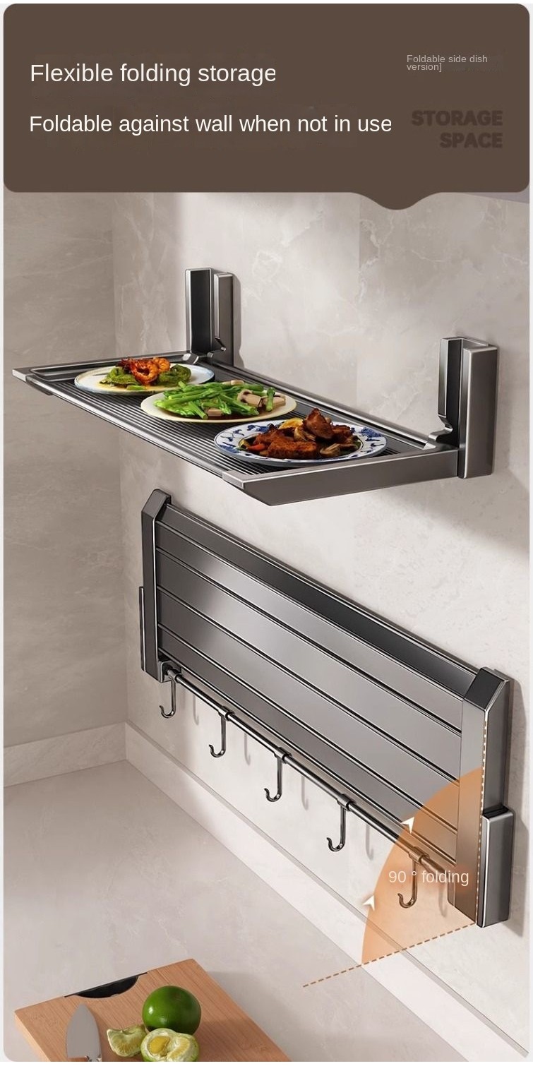 Kitchen Preparation Rack Perforation-Free Side Dishes Plate Foldable ...