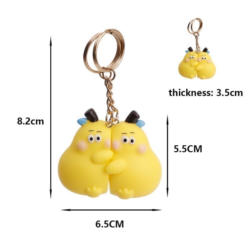 Kawaii Hug Pear Bear Magnetic Keychain Cute Cartoon Little Bear Lovers ...