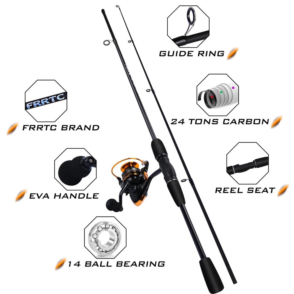 FRRTC Set Strong Fishing Rod with 5.2:1 Spinning Reel 3000 Size Fishing ...