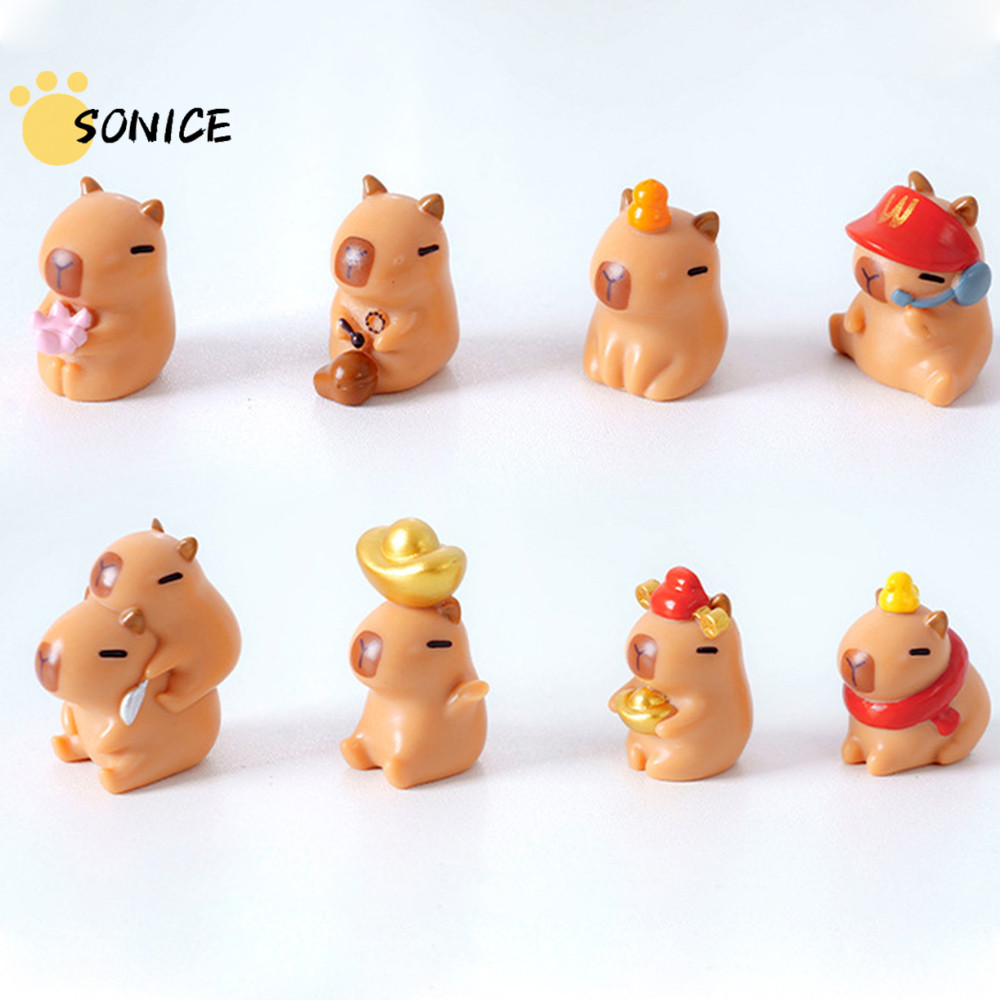 9 Pcs Mini Capybara Ornament Creative Cute Capybara Doll Figurine ...