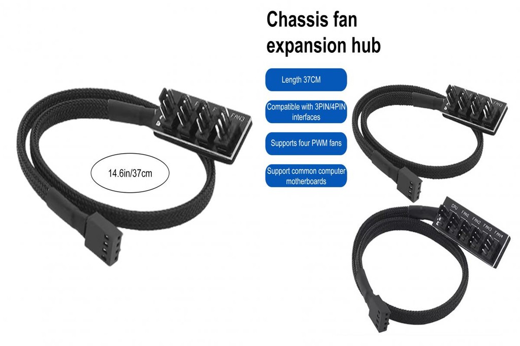 Pwm Fan Controller Adapter Cable Universal 4-pin Pwm Cpu Fan Splitter ...