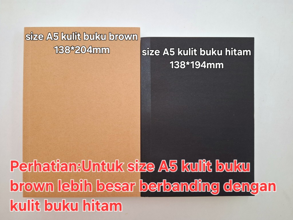 A6/A5/B5/A4 Buku Nota Tebal Thick Notebook DIY Black/Kraft Cover Draft ...