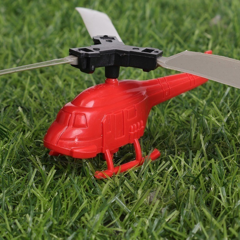 Mini DIY Assembly Pull Line Helicopter Fly Outdoor Toy / Draw Rope Take ...