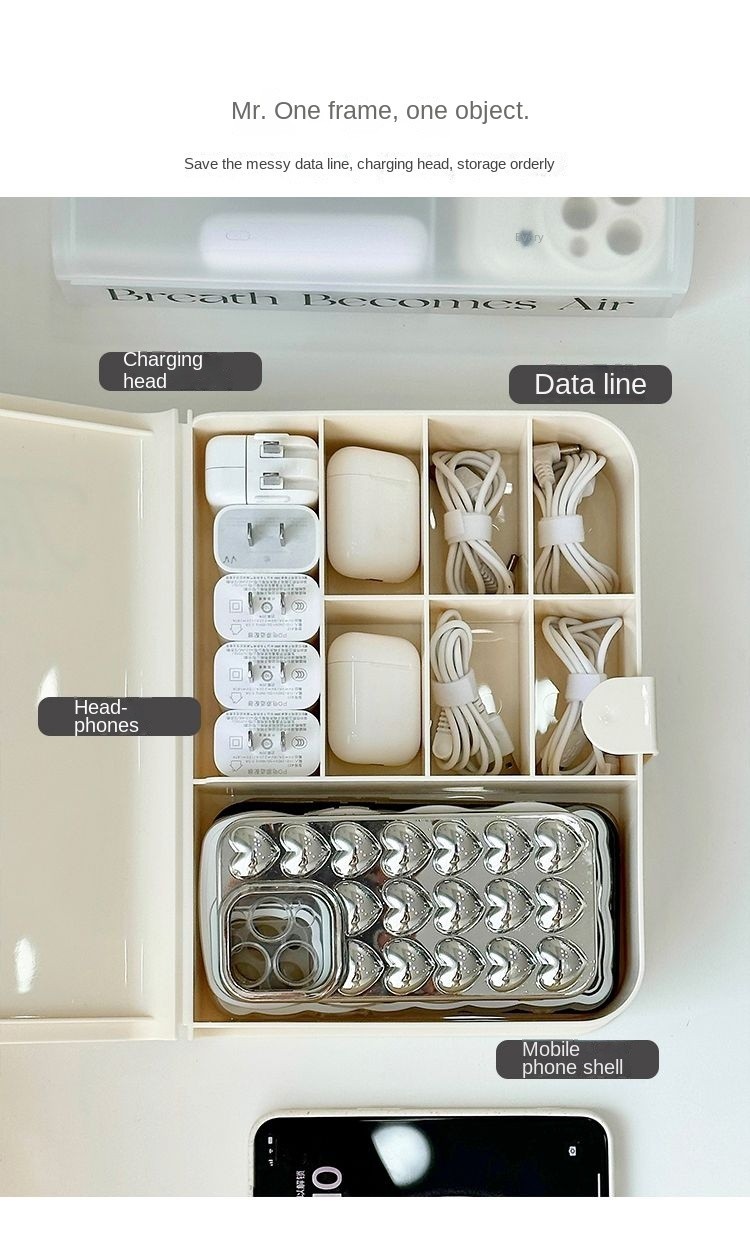 Creative Book Data Cable Storage Box with Lid Mobile Phone Charger ...