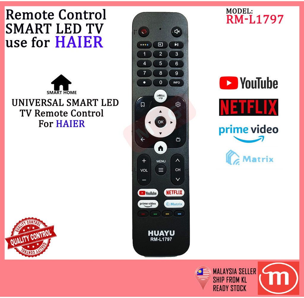 HAIER LCD / LED TV REMOTE CONTROL YOUTUBE / NETFLIX / Prime Video ...