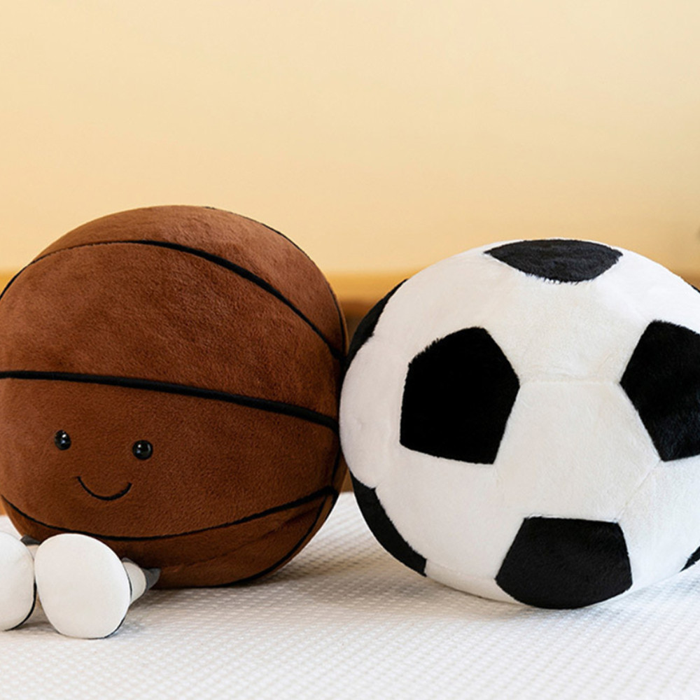 25cm Creative Long Leg Smile Face Rugby Plush Toy Basketball Volleyball ...