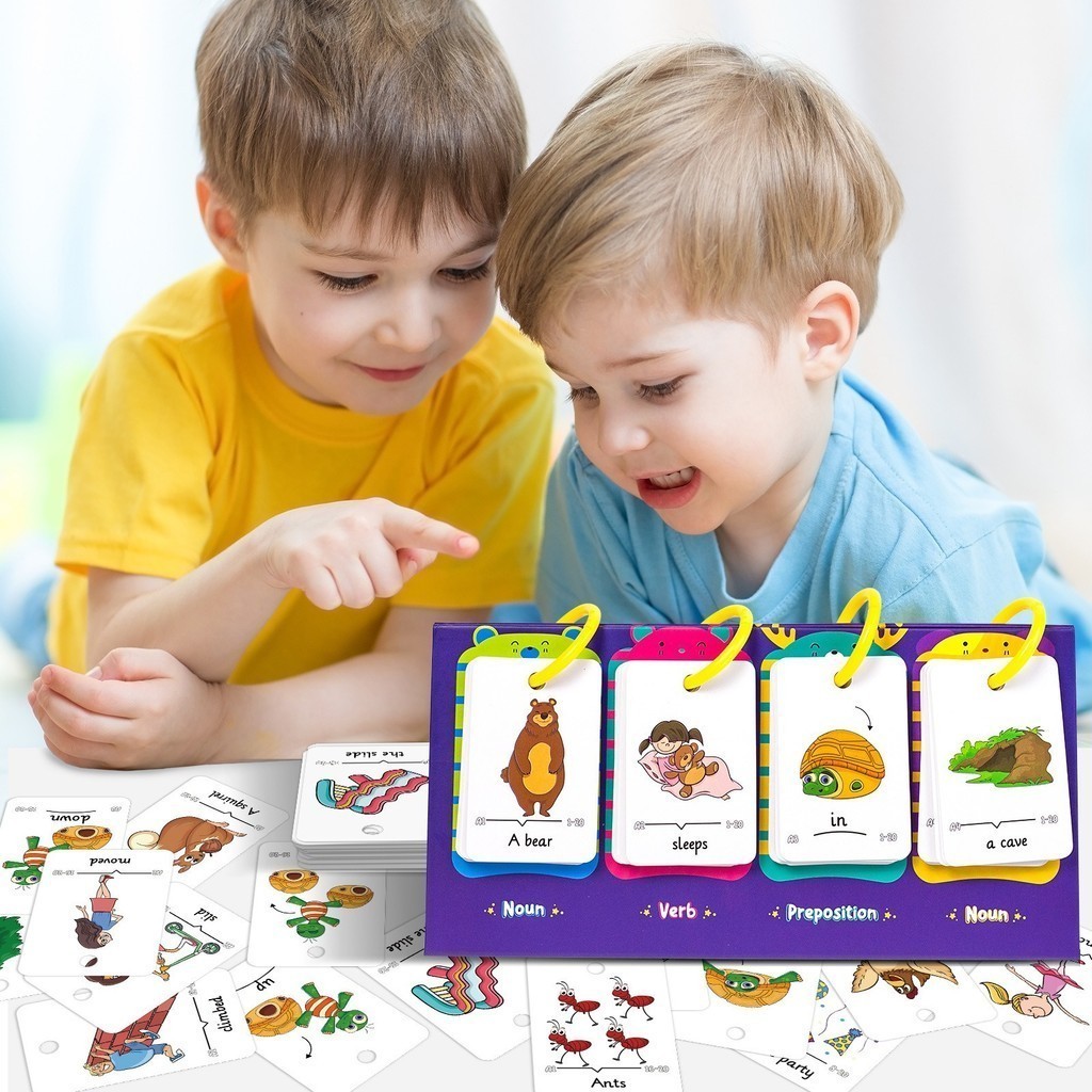 80Pcs English Words Learning Cards Vocabulary Sentence Building Desk ...