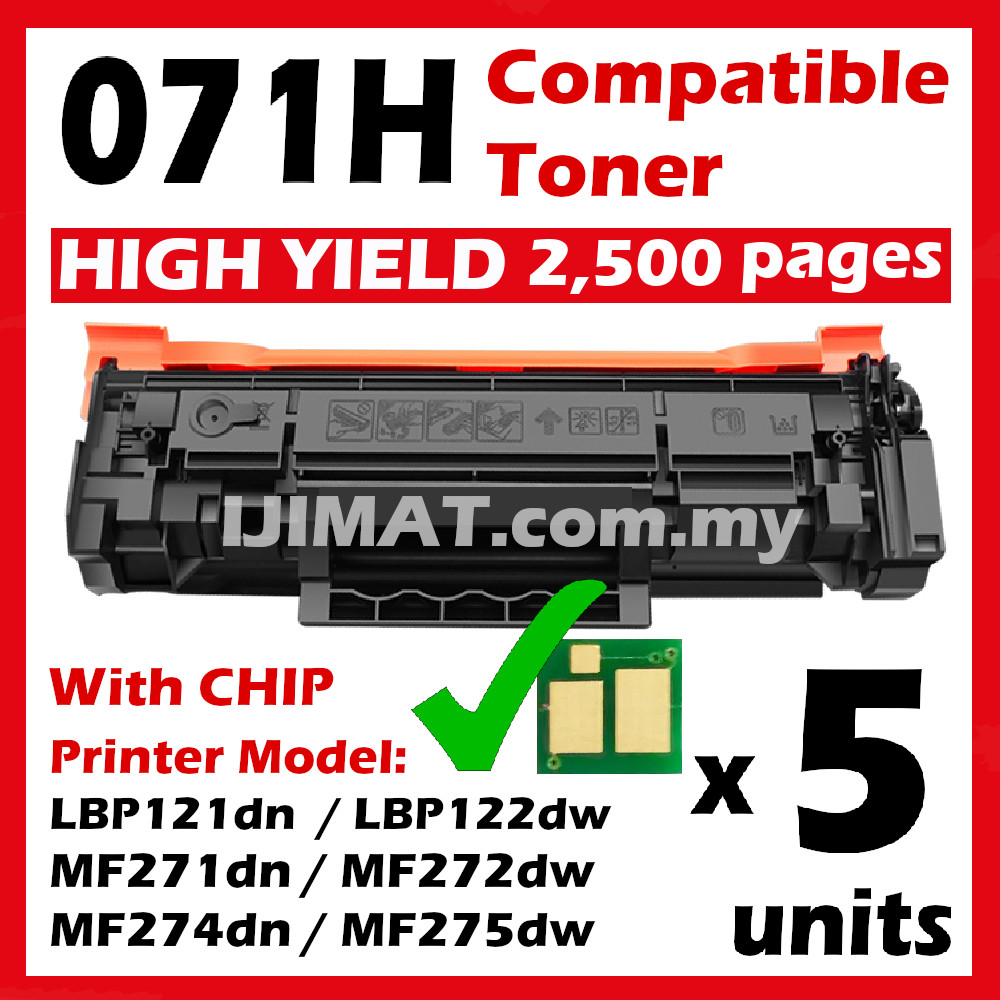 5x Compatible Toner Cartridge 071 / 071H Canon Imageclass LBP121dn ...