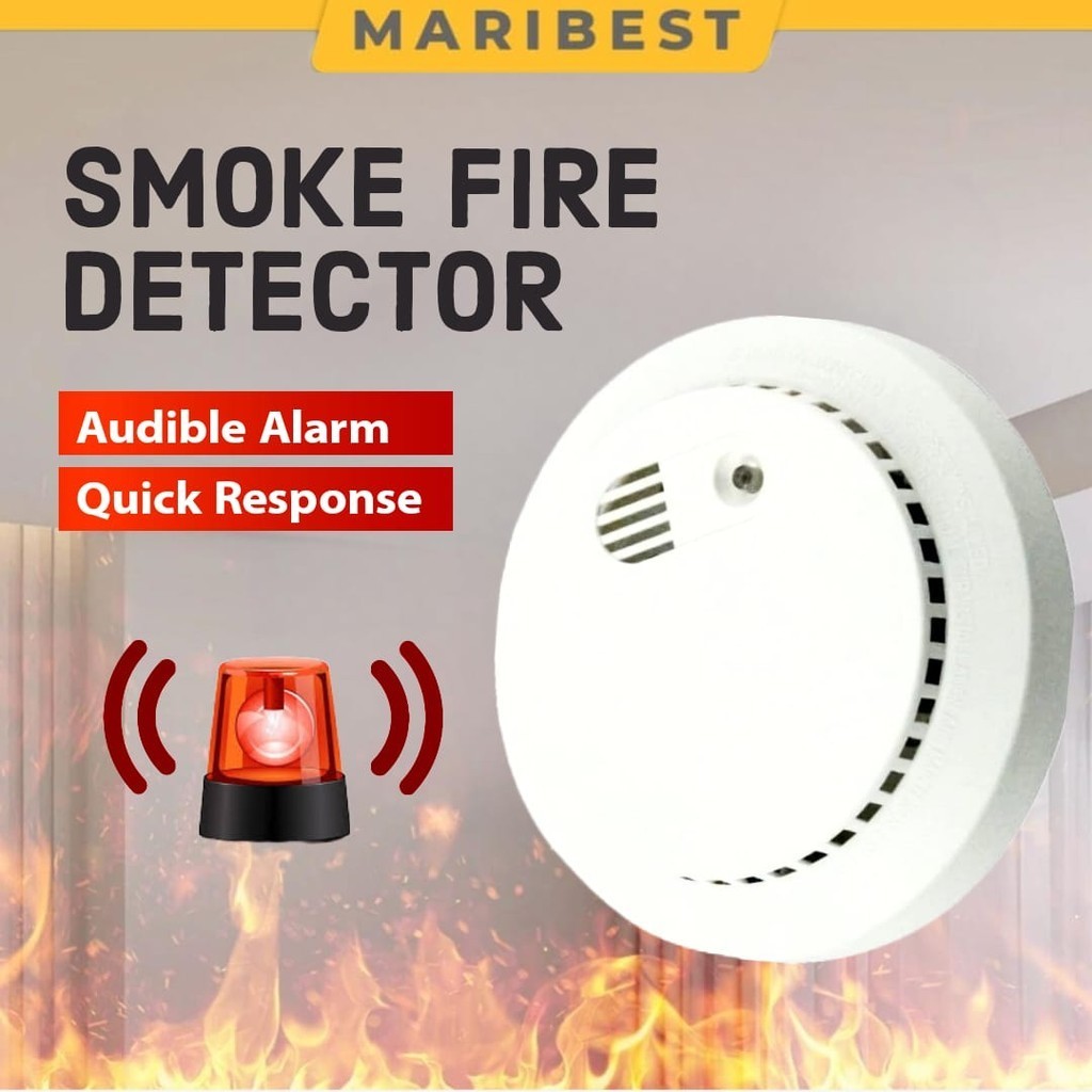 9V Photoelectric Wireless Fire Smoke Sensor Detector Smoke Alarm Tester ...