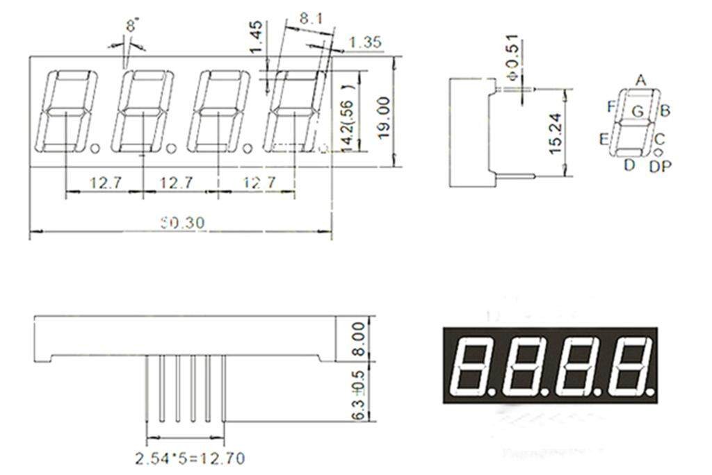 5pcs/lot 0.56inch LED display 7 Segment 1 Bit/2 Bit/3 Bit/4 Bit Digit ...