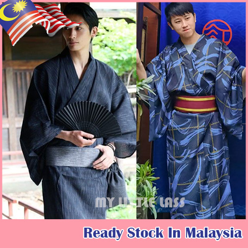 Adult Japanese Traditional Kimono Robe Wide Sleeve Bathrobe Linen ...