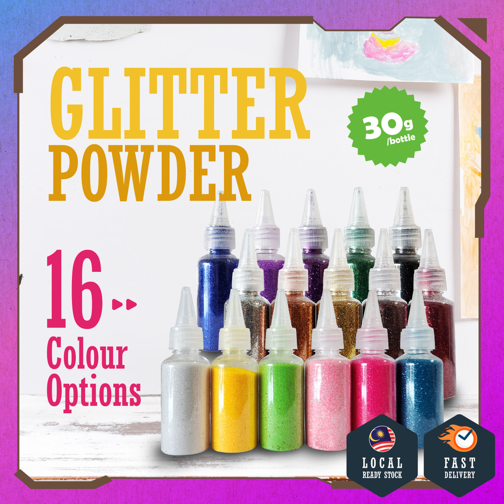 [ 30g ] FANCY COLOUR GLITTER POWDER 30 GRAMS FOR ART & CRAFT / DIY ...