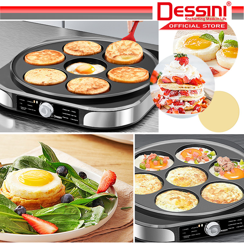 DESSINI ITALY 7 Holes Electric Pancake Crepe Maker Burger Toaster ...