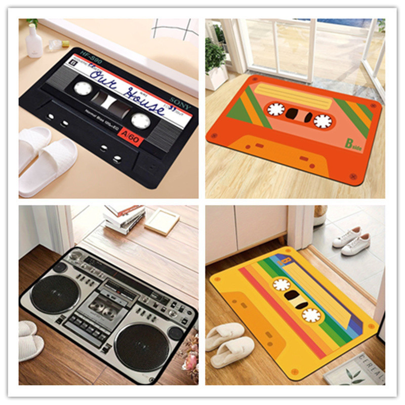 Music Tape Door Mat Welcome Doormat for Living Room Non-Slip Retro ...