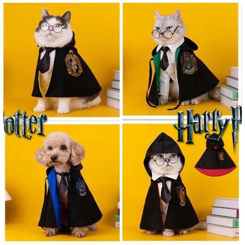 Wizard Costume Cape & Neck Tie - Cat Hat Topi Kucing Pet Collar Scarf ...