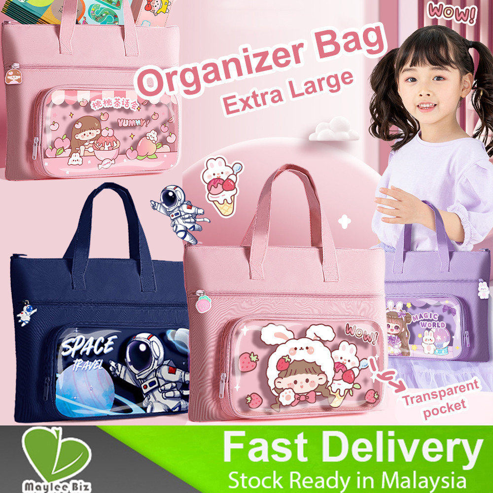 Cute Cartoon Tuition Bag Large Capacity Organizer Zipper Tote Storage ...