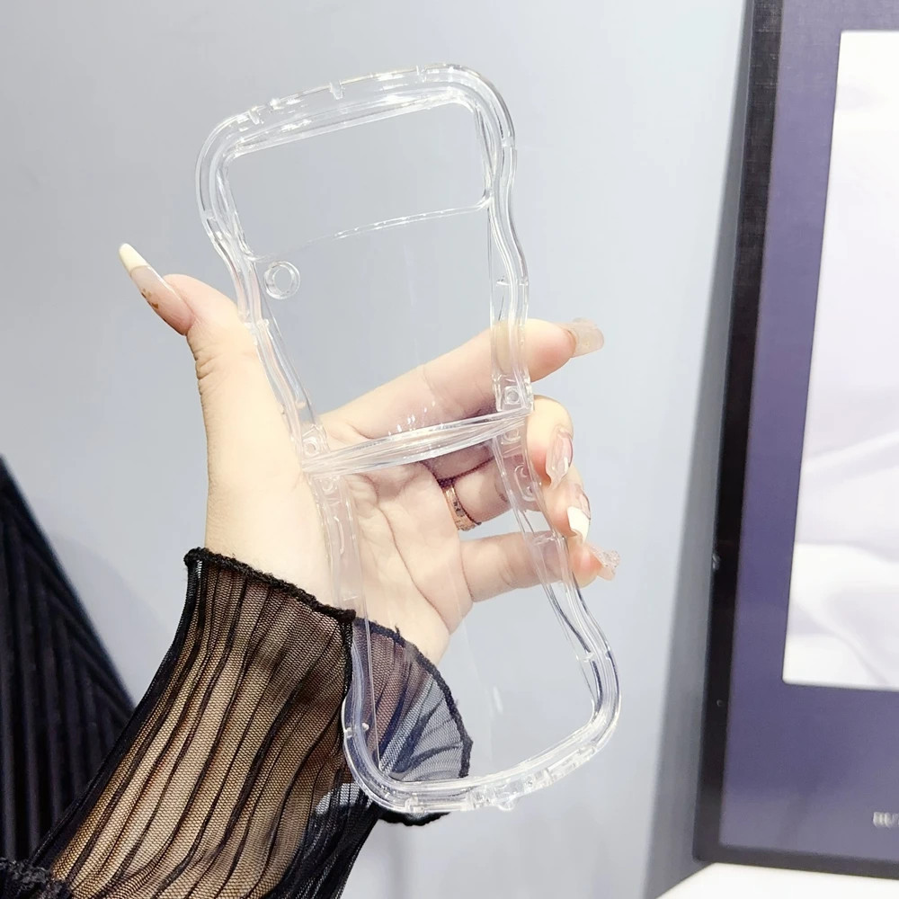 Simple Slim Soft TPU Transparent Wavy Edge Casing Samsung Galaxy Z Flip ...