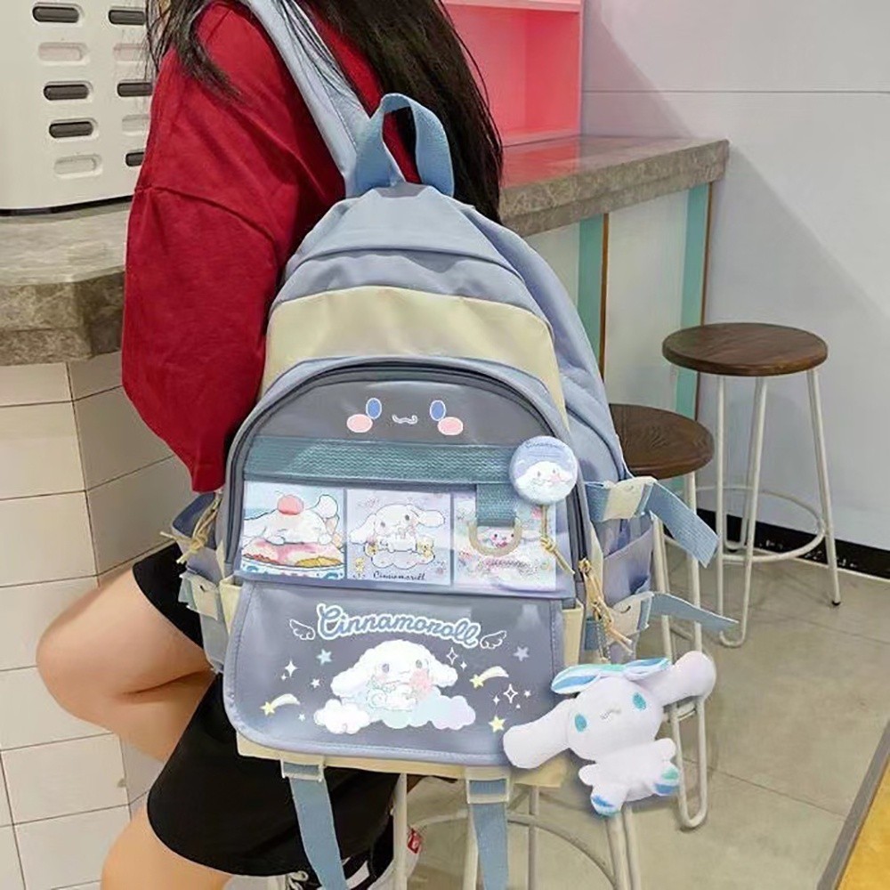 New Sanrioed Large Capacity School Bag Kawaii Cinnamoroll Kuromi My ...