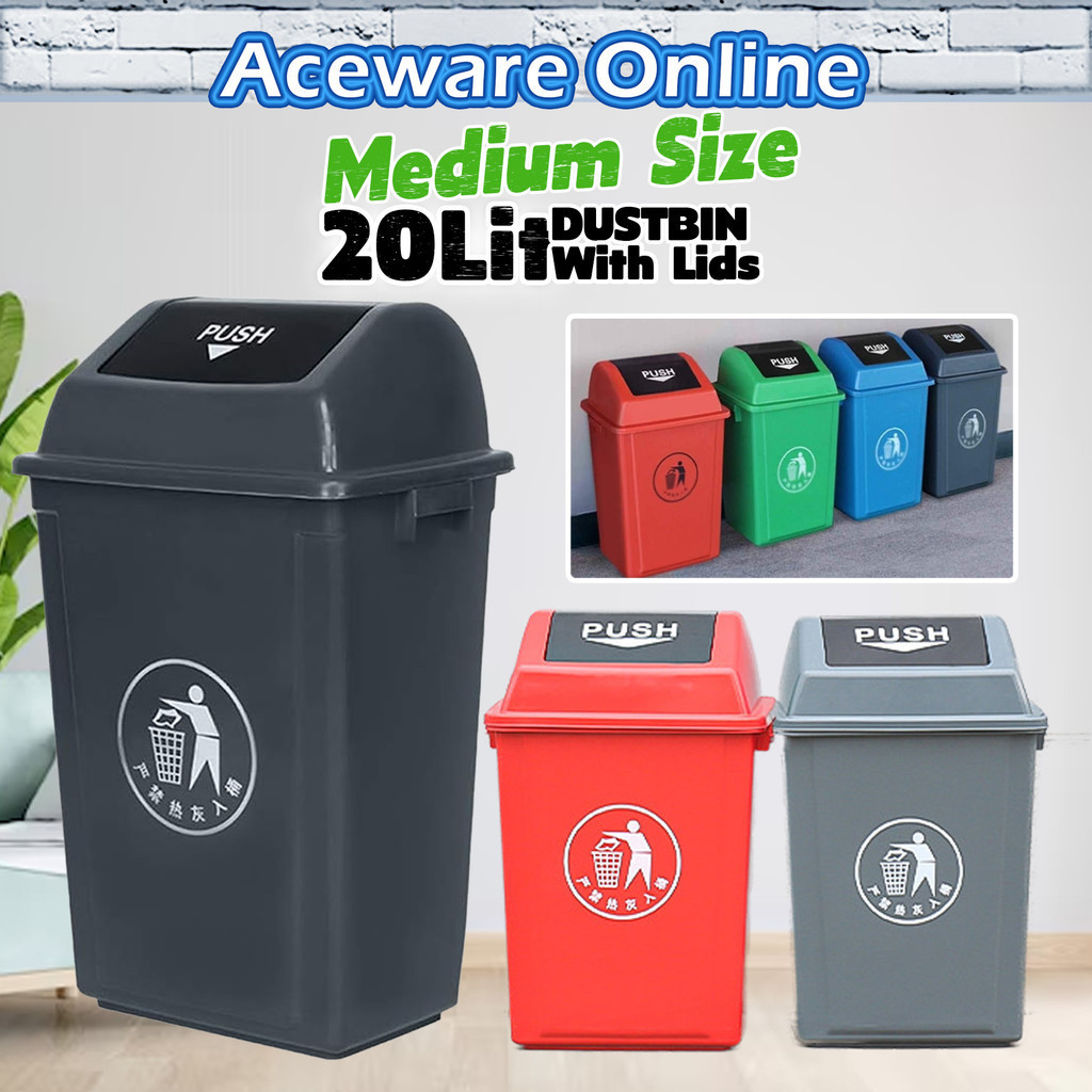 20 Liter Swing Top Dustbin Garbage Bin Flip Top Trash Can Recycle