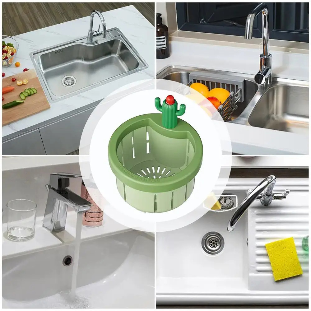 4-Pack Cactus Fine Mesh Sink Strainer – 2026 Auto-Dumping Filter With Lifting Handle, Anti-Clogging Kitchen Drainer For Most Drains (Style B)