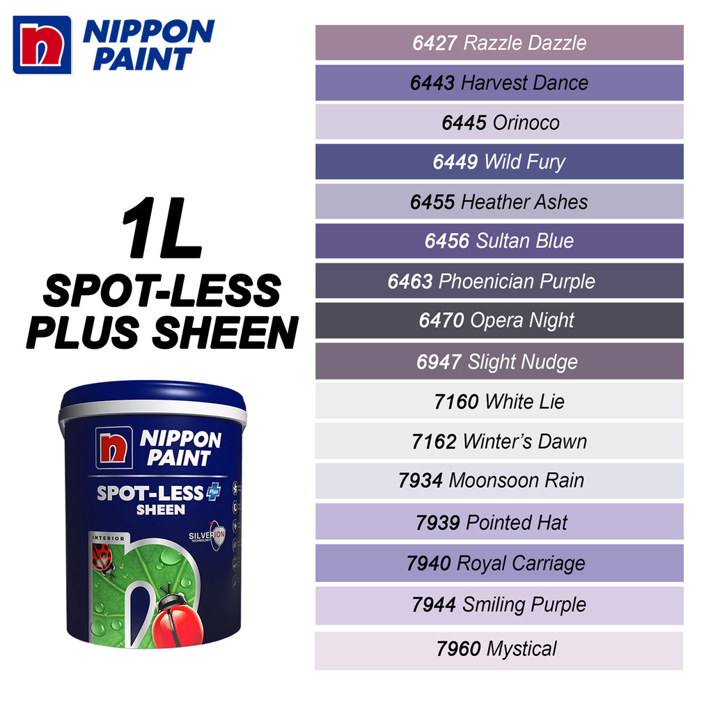 1L NIPPON PAINT INTERIOR WALL SPOT-LESS PLUS SHEEN VIOLET PURPLE ...