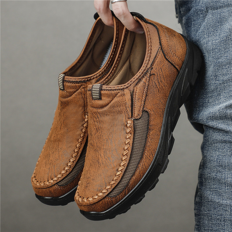 Handmade Men Casual Shoes Leather Loafers Sneakers Retro Slip on ...