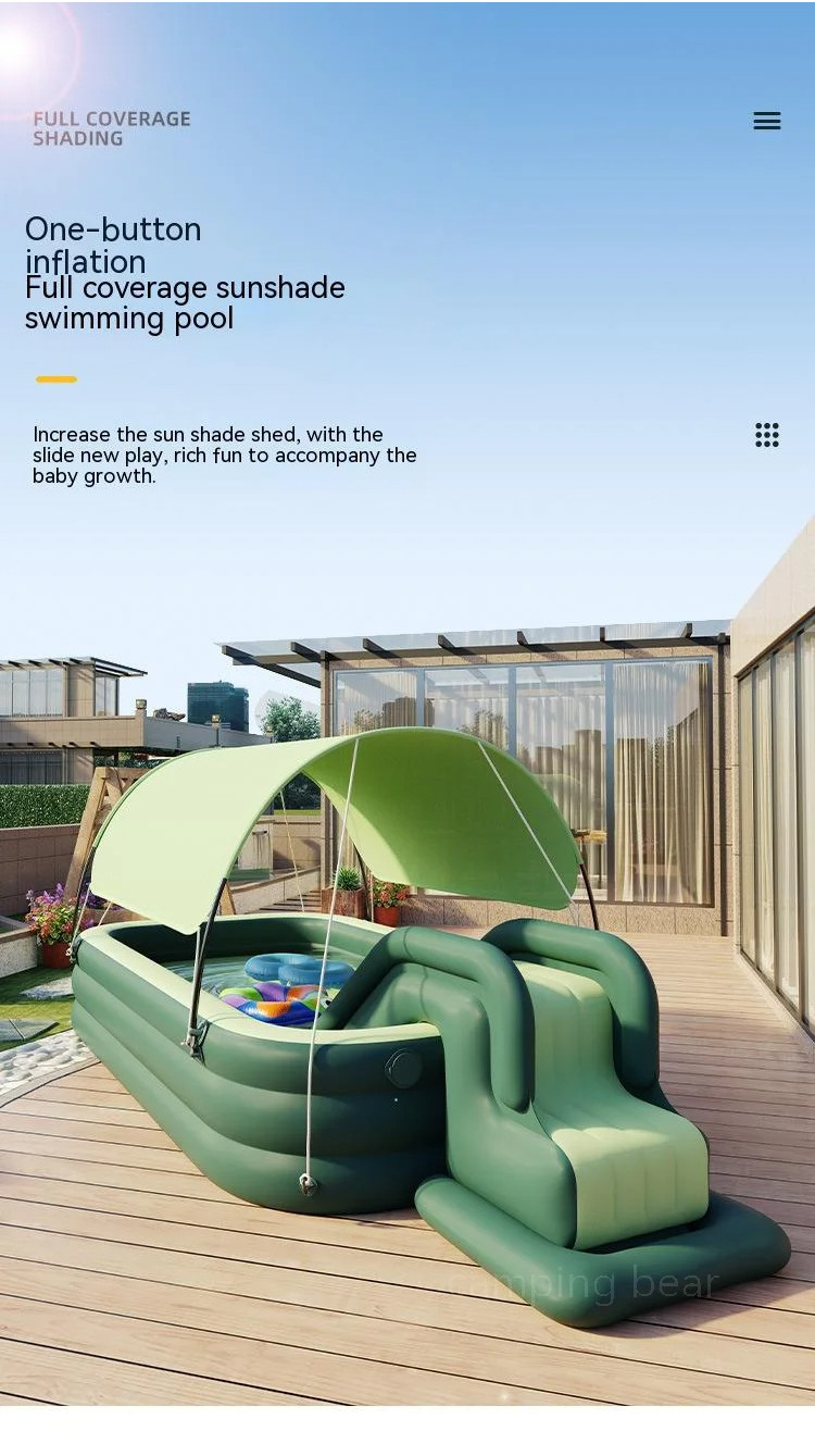 Inflatable Swimming Pool Thick Sunshade Shed Slide Swimming Pool ...