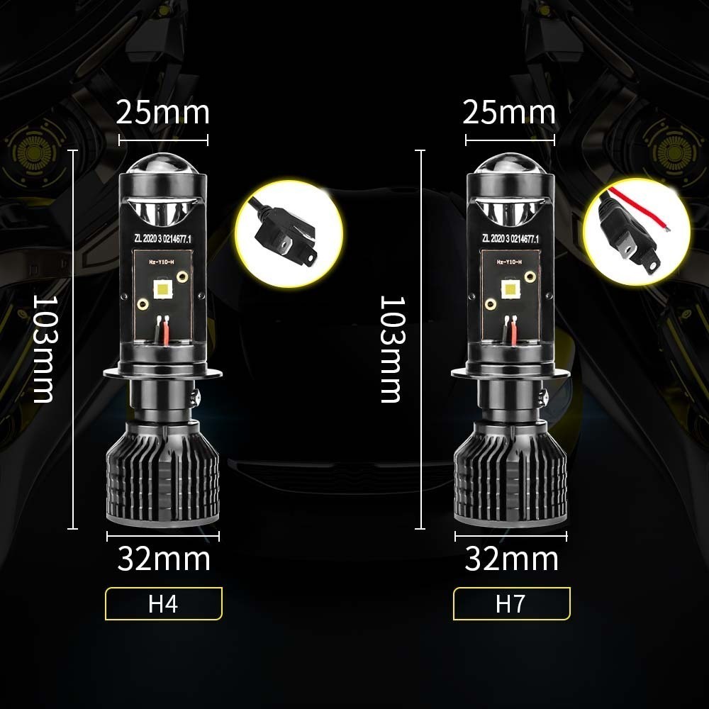 2PCS 120W 60000LM H4 H7 LED Projector Turbo Fan Car Headlight Mini Lens ...