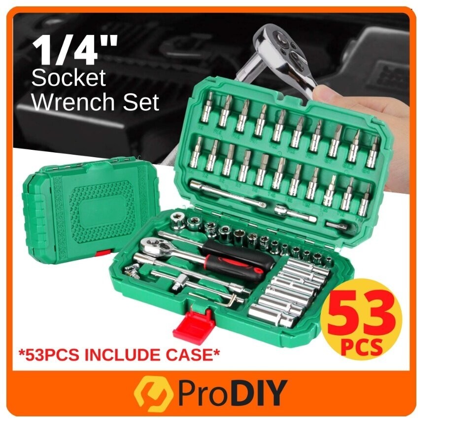 53pcs (Included Case) 1/4 Inch Socket Wrench Tool Box Set Screwdriver ...