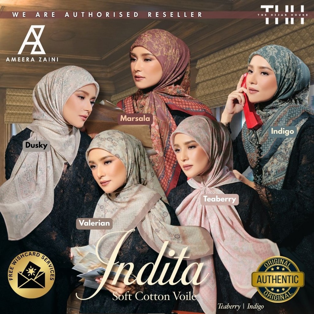 Ameera Zaini Indita Collection Hijab Bawal Premium Cotton Voile + Free ...