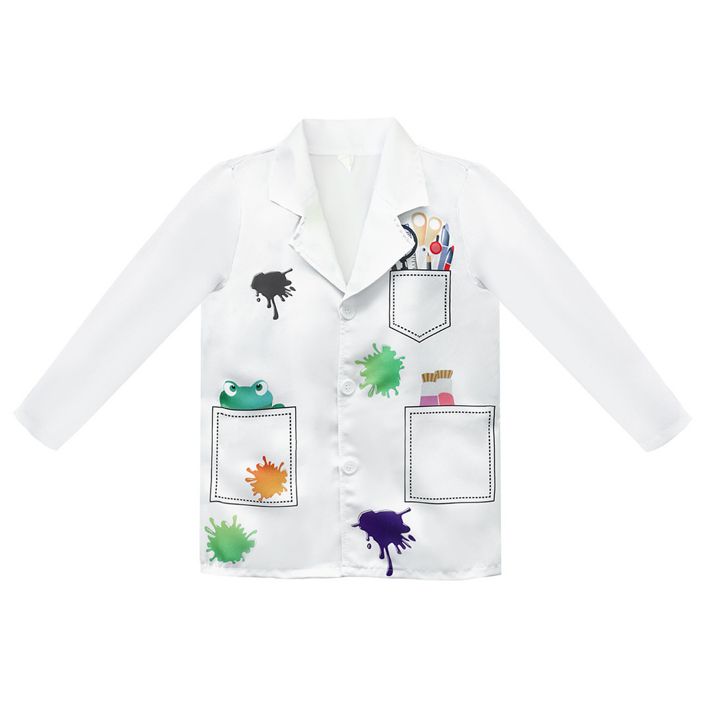 Mad Scientist Costume for Kids Boy Girl Lab Doctor White Coat Wig ...