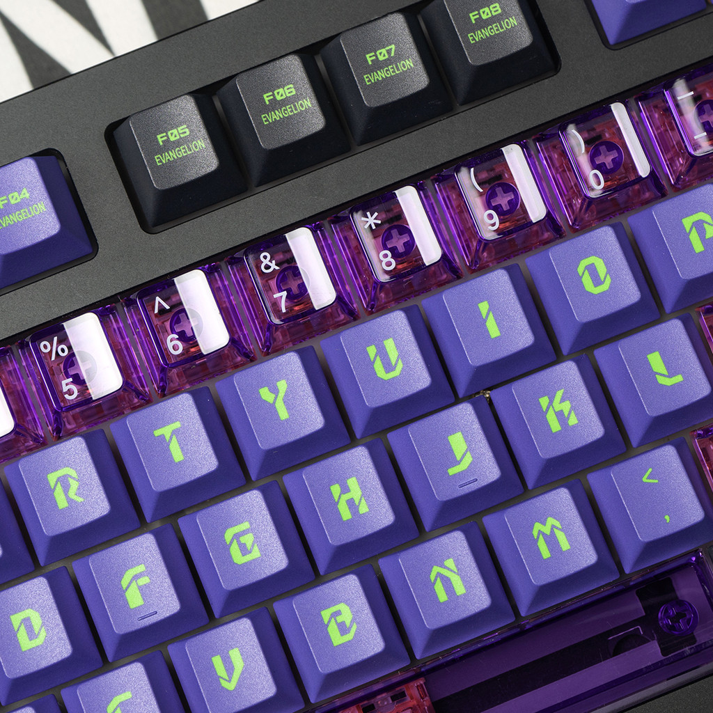 EVA-01 PBT+PC keycaps EVANGELION Purple Shine through keycaps set for ...