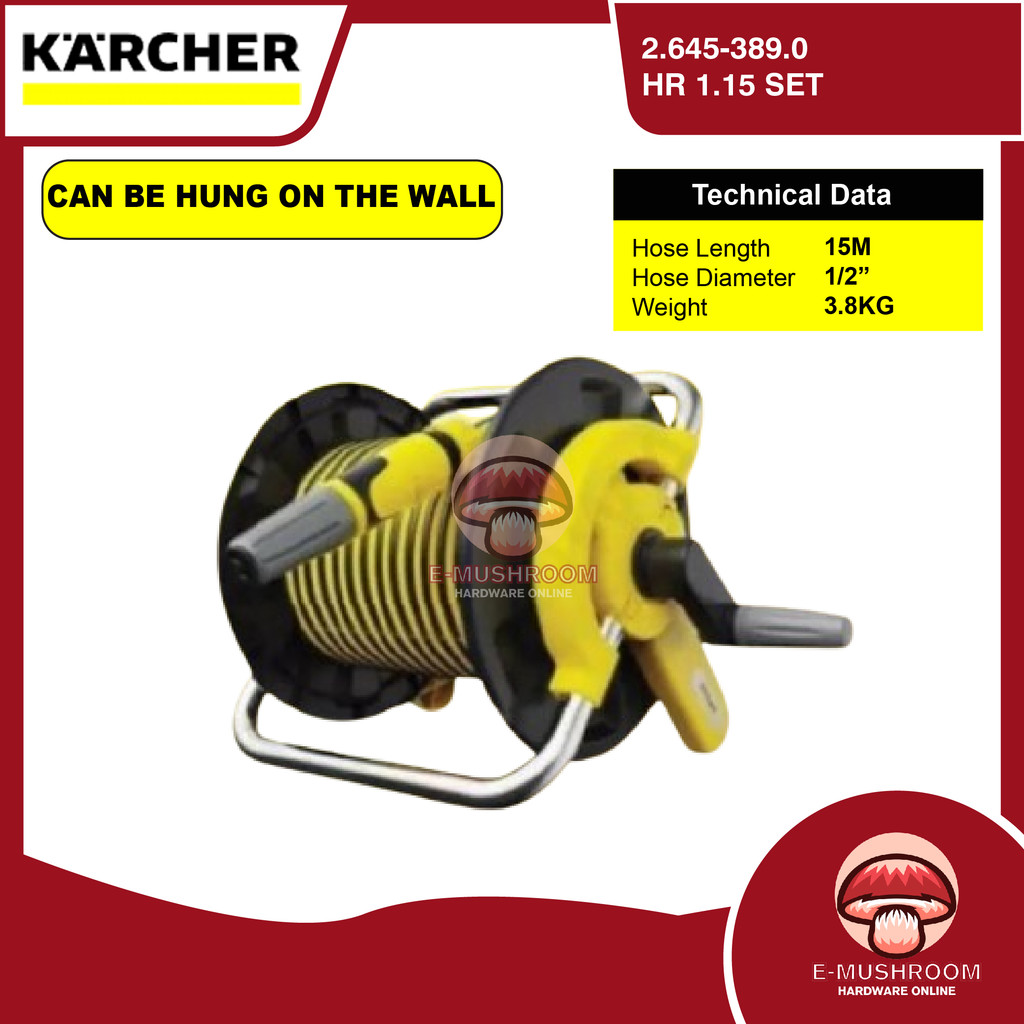 Karcher HR1.15 Promo Hose Reel Set 15M (Normal Hose) HR 1.15 - 1/2 ...