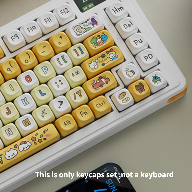 PBT Dye Sublimation Yellow and White Theme Cartoon Keycaps OQO MOA ...