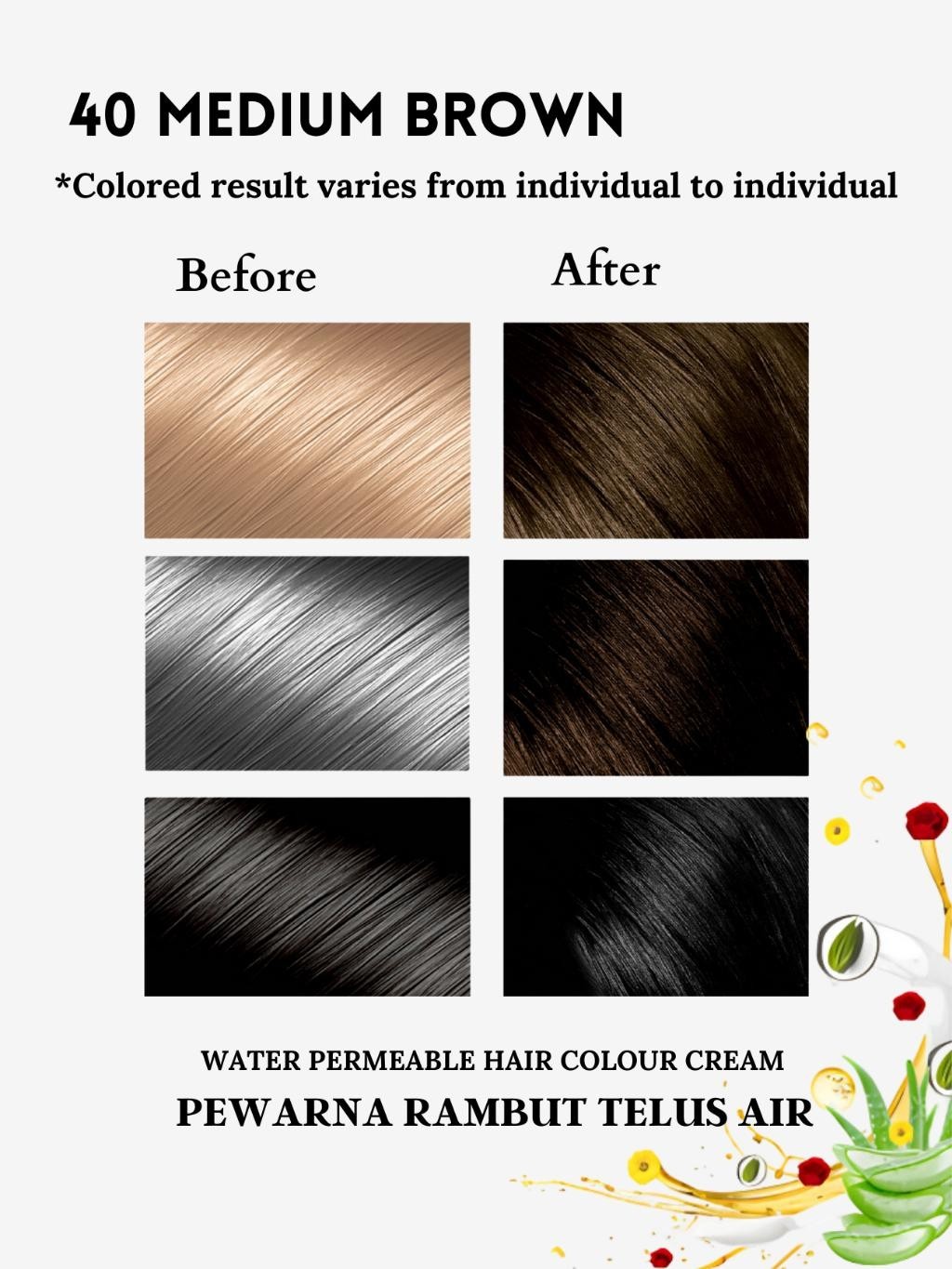 Quick Touch 1 Minit Pewarna Rambut 40 Coklat Sederhana | 1 Minute ...
