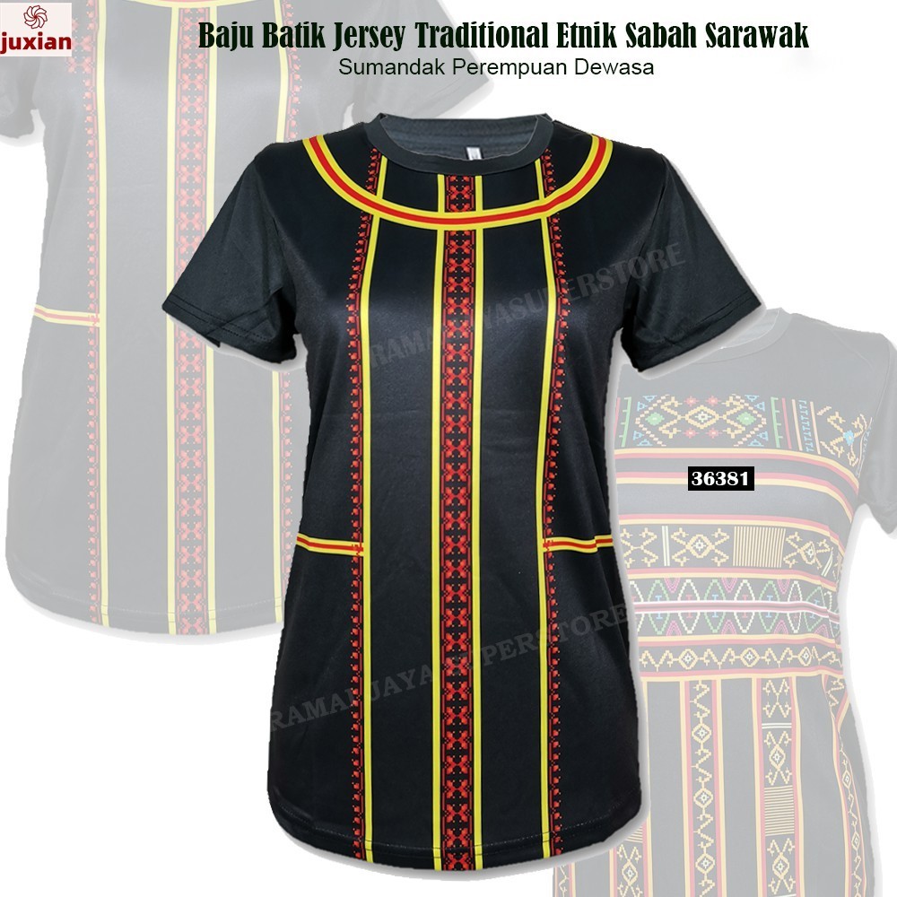 (Small Cutting) Baju Batik Jersey Traditional Etnik Sabah Sarawak ...