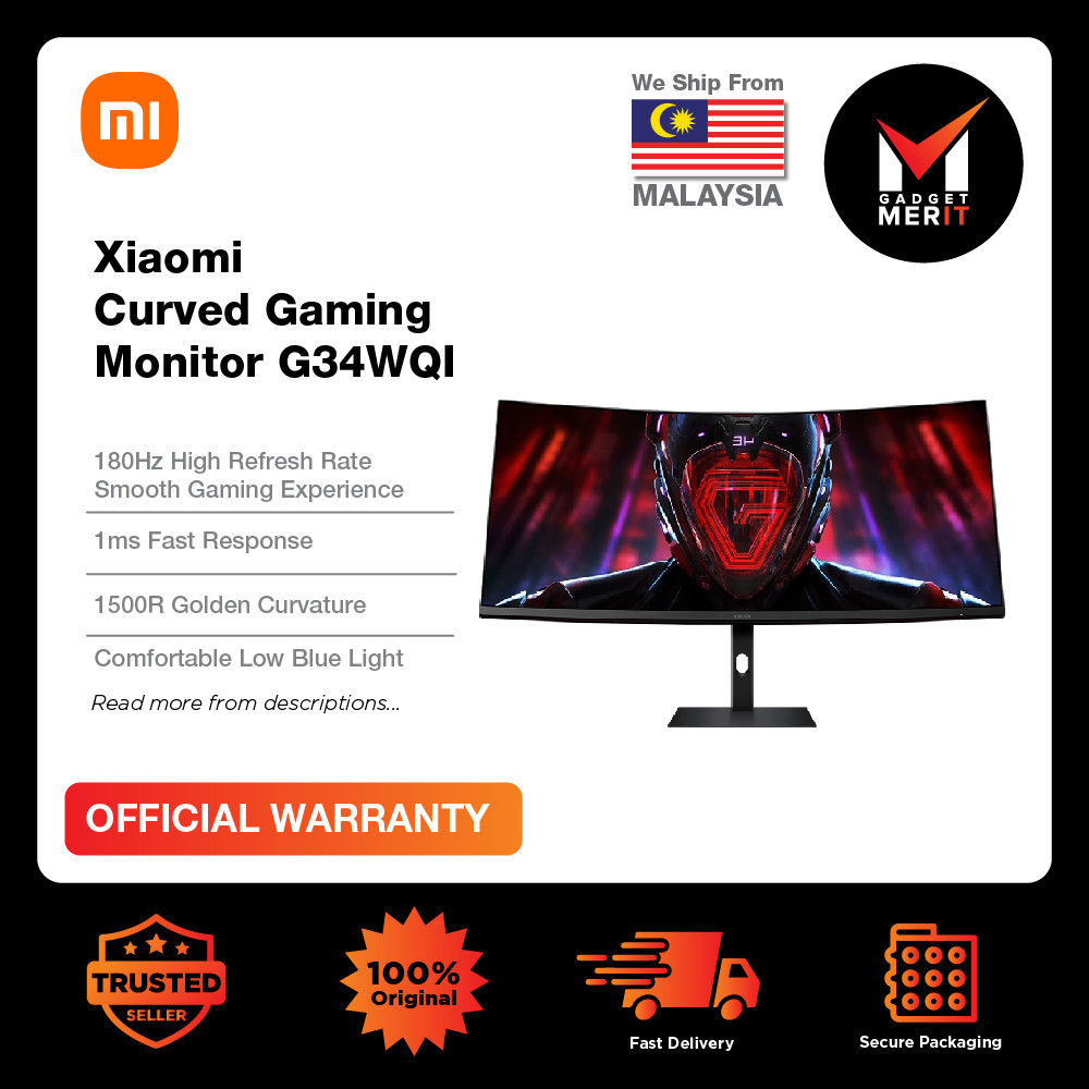 Xiaomi Curved Gaming Monitor G34WQi | 3 Years Warranty | 21:9 Ultra ...