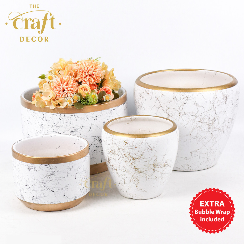 Mica Decorations 15cm Gold Round Arthur Pot