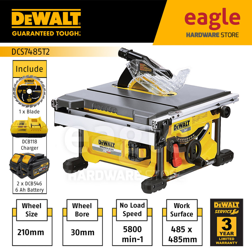 Dewalt Flexvolt DCS7485T2 GB 210mm 8 1 4 Brushless Cordless Table Saw DCS7845T2 DCD7845 Shopee Malaysia