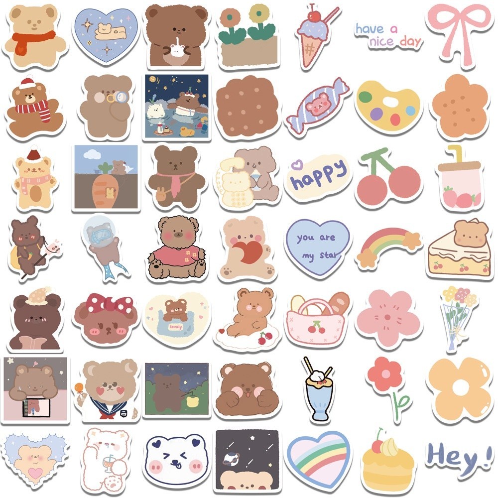 100pcs/Pack Cute Korean Bear Stickers Gifts for Girls Kids and Teens ...