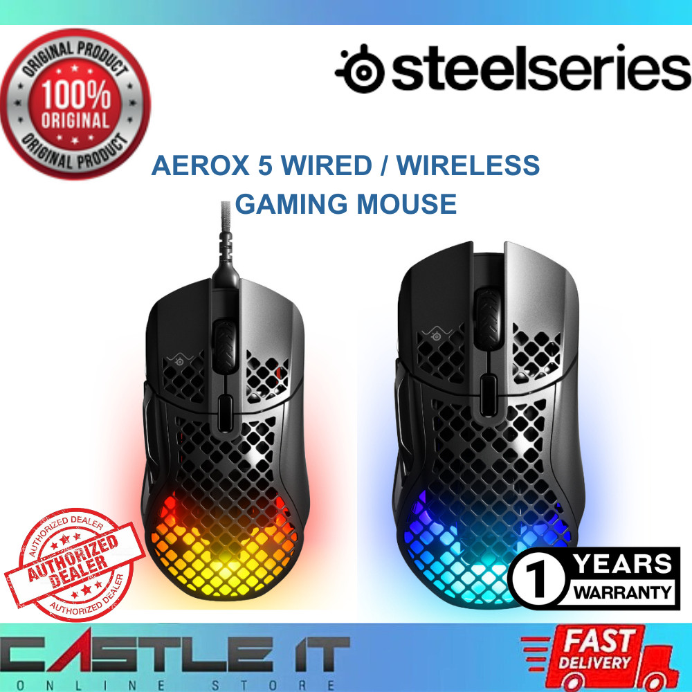 SteelSeries AEROX 5 Ultra Lightweight Super-Fast AquaBarrier Wired ...