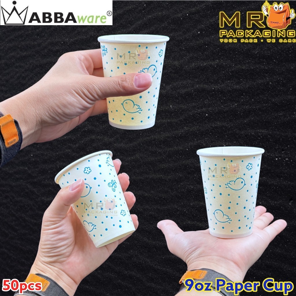 9oz Paper Cup - White [ 50pcs± ] ABBA ware Paper Top - Disposable Paper ...