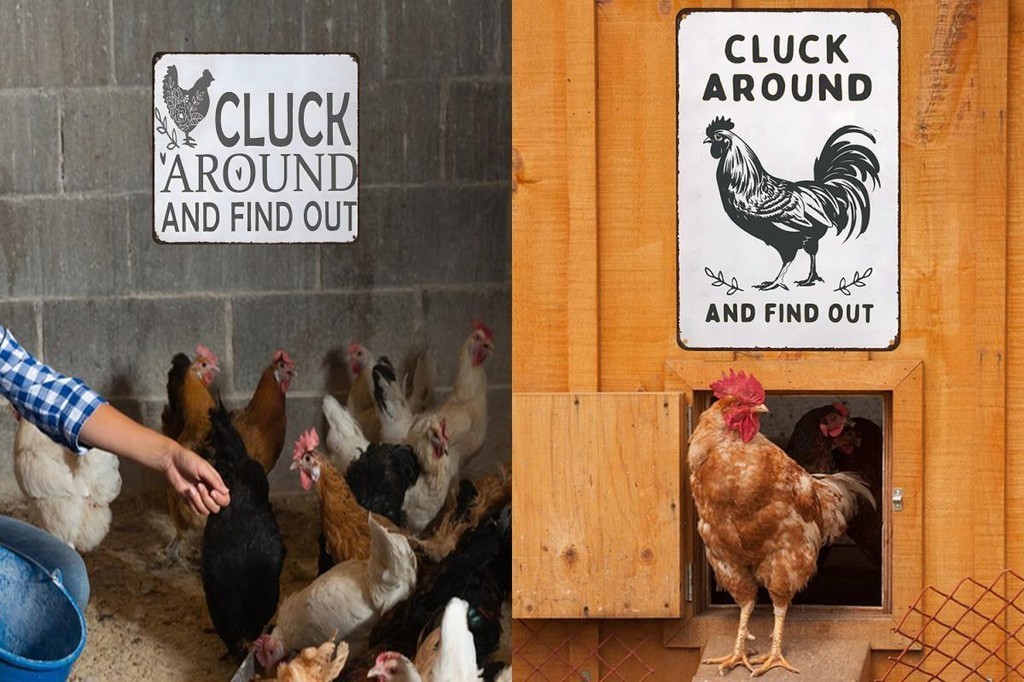 [Ready stock] Retro Style Chicken Coop Sign Metal Chicken Coop Sign ...