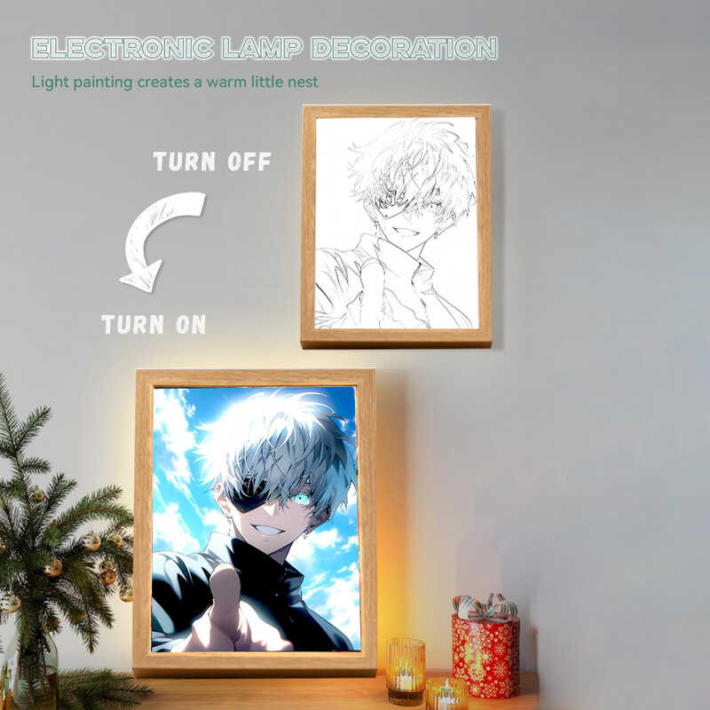 Anime Figure Jujutsu Kaisen Light Painting Photo Frame Action Figure ...