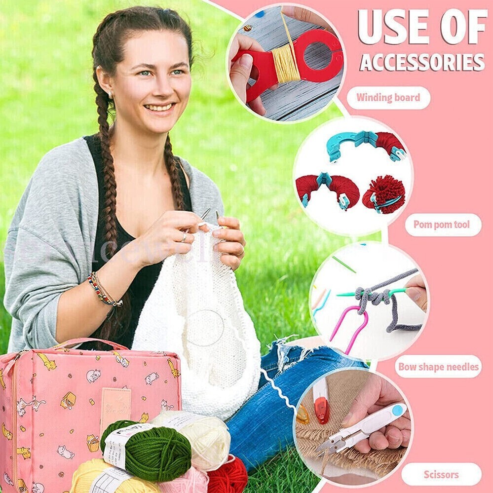 59PCS Crochet Kit Full Set DIY Beginner Knitting Weaving Tools ...
