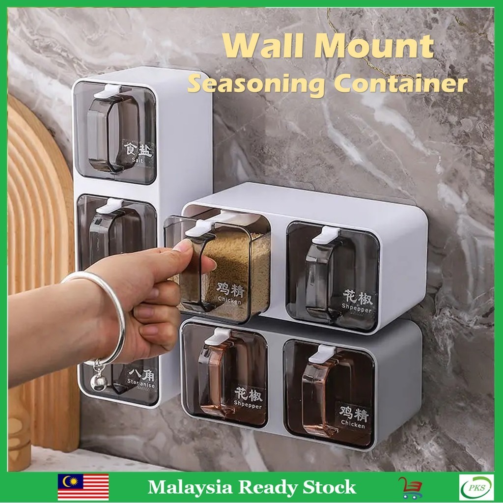 Wall Mounted Seasoning Container Spice Storage Wall Hanging Kitchen ...